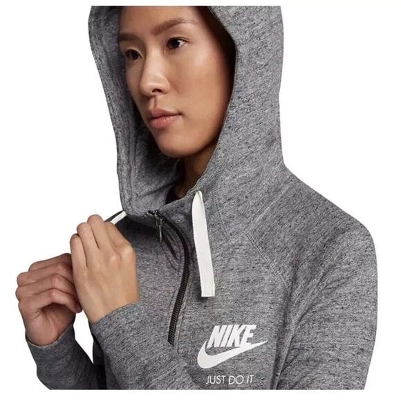 Nike Jacket Gray Women Just Do It Swoosh Full Zip Hoodie 883729 091 Size Large - Picture 3 of 12